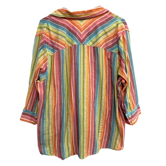 Tommy Hilfiger Womens Multicolor Striped Button-Up Shirt Size 18 - Picture 2 of 9